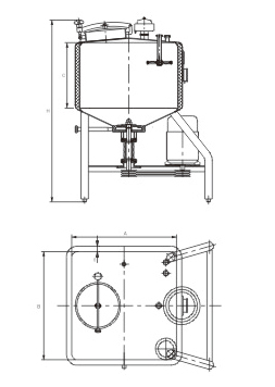 方形高剪切乳化罐結(jié)構(gòu)圖